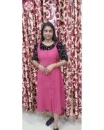 Roman Silk & Velvet Romper (VB 5082) — Pink & Black Statement for Kerala - Image 2