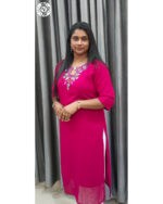 Georgette Kurtis (VB 5309, VB 5313, VB 5317) — Kerala-Ready Elegance in Rani Pink, Bottle Green & Navy Blue