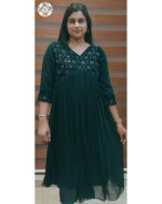 Georgette Kurtis (VB 5089 & VB 5093) — Kerala-Ready Elegance in Green & Dark Blue - Image 5