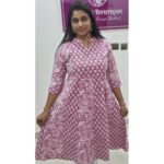 Kantha Cotton Panel Cut Kurti – Onion Pink & Light Blue | VB 5041 & VB 5045