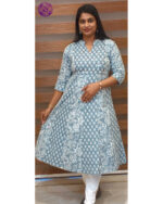 Kantha Cotton Panel Cut Kurti – Onion Pink & Light Blue | VB 5041 & VB 5045 - Image 5