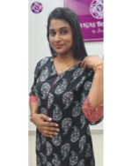 Kantha Cotton A Line Ajrakh Patch Kurti in Black | VB 5049 - Image 5