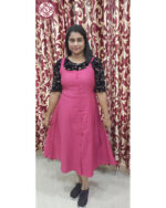 Roman Silk & Velvet Romper (VB 5082) — Pink & Black Statement for Kerala - Image 3