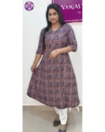 Cotton Ajrakh A Line Cross Cut Kurti – Navy Blue & Peach, Blue & Maroon | VB 5209 & VB 5033 - Image 7