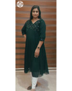 Georgette Kurtis (VB 5089 & VB 5093) — Kerala-Ready Elegance in Green & Dark Blue - Image 4