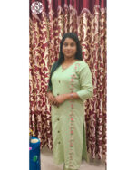 Imported Material A-Line Co-ords Set (VB 5140) — Light Olive Green, Kerala-Ready Ease - Image 3