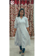 Popcorn A Line Kurti in Light Grey | Women’s Casual & Festive Wear – VB 5013 - Image 4
