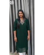 Georgette Kurtis (VB 5309, VB 5313, VB 5317) — Kerala-Ready Elegance in Rani Pink, Bottle Green & Navy Blue - Image 4