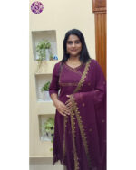 Premium Cotton 3-Piece Suit (VB 5259) — Lavender Floral, Light & Kerala-Ready - Image 3