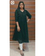 Georgette Kurtis (VB 5089 & VB 5093) — Kerala-Ready Elegance in Green & Dark Blue - Image 3