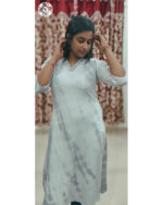 Popcorn A Line Kurti in Light Grey | Women’s Casual & Festive Wear – VB 5013 - Image 3