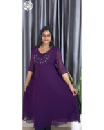 Georgette A-Line Kurtis (VB 5267, VB 5271, VB 5275) — Kerala-Ready Elegance in Wine & Greens