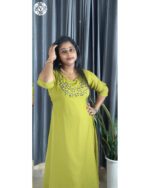 Georgette A-Line Kurtis (VB 5267, VB 5271, VB 5275) — Kerala-Ready Elegance in Wine & Greens - Image 4