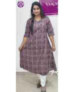 Cotton Ajrakh A Line Cross Cut Kurti – Navy Blue & Peach, Blue & Maroon | VB 5209 & VB 5033 - Image 3