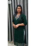 Georgette Kurtis (VB 5309, VB 5313, VB 5317) — Kerala-Ready Elegance in Rani Pink, Bottle Green & Navy Blue - Image 5