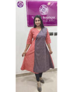 Cotton Ajrakh A Line Cross Cut Kurti – Navy Blue & Peach, Blue & Maroon | VB 5209 & VB 5033 - Image 2