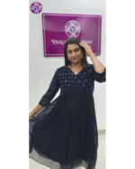 Georgette Kurtis (VB 5089 & VB 5093) — Kerala-Ready Elegance in Green & Dark Blue - Image 9