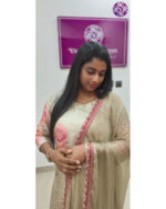 Semi-Silk 3-Piece Kurti Set (VB 5118) — Golden Silk, Graceful & Ready for Kerala - Image 3