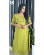 Georgette A-Line Kurtis (VB 5267, VB 5271, VB 5275) — Kerala-Ready Elegance in Wine & Greens - Image 3